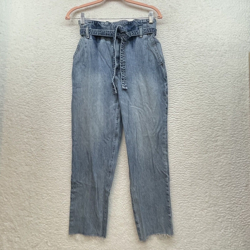Abercrombie and Fitch Jeans Womens 25 Blue Mom Jean Paper Bag Belted High Rise